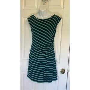 Loft Navy/Green Striped Dress Sz Small